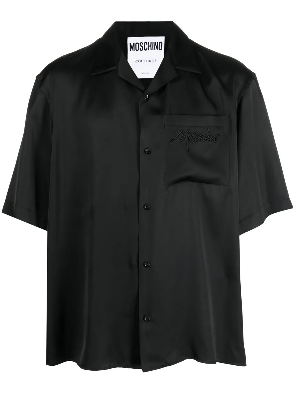 

Moschino satin finish oversize shirt - Black