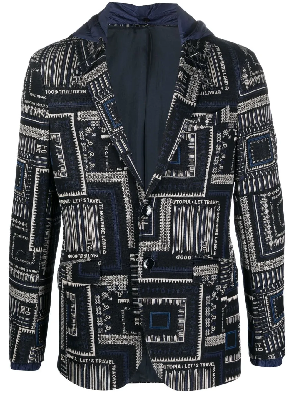 

ETRO hooded jacquard blazer - Blue