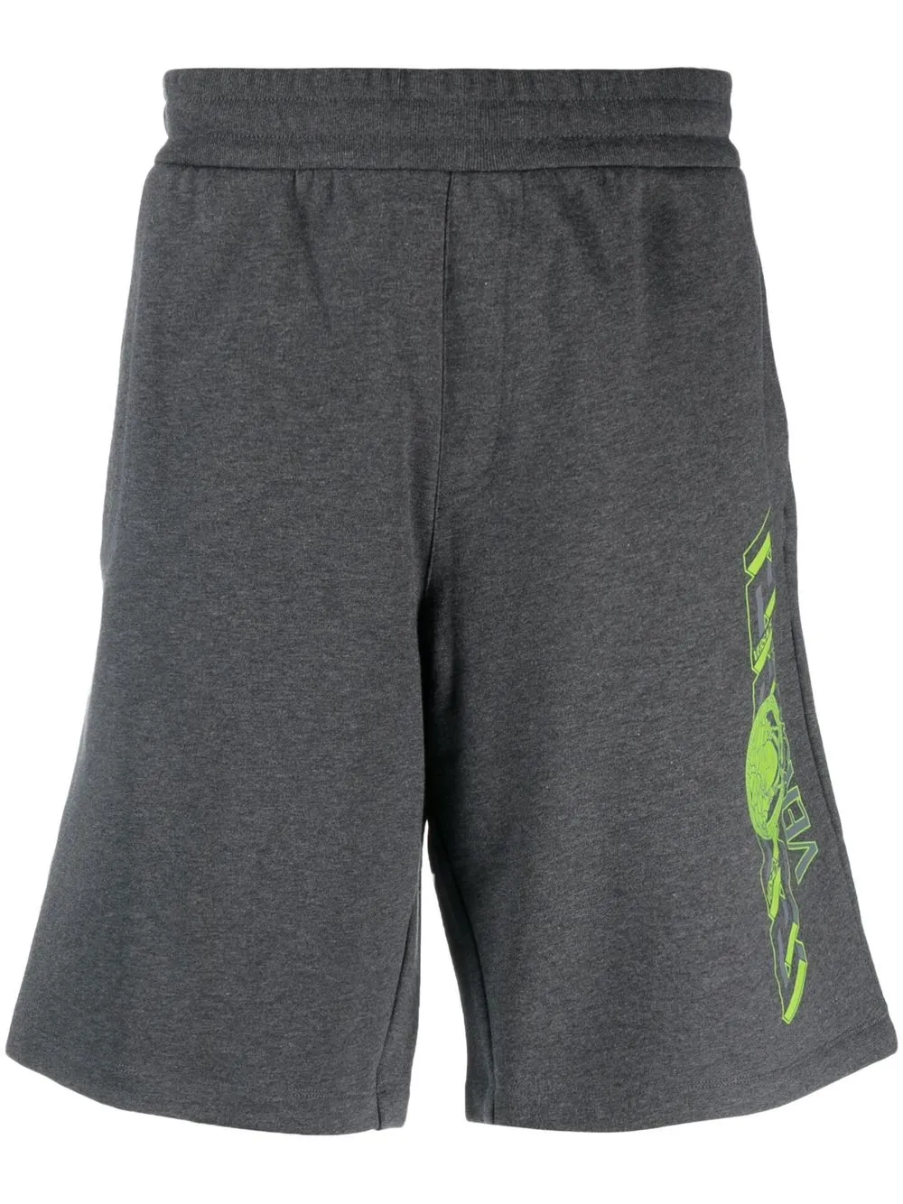

Versace logo-print cotton knee-length shorts - Grey
