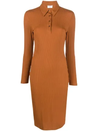 Filippa K Ribbed Jersey Polo Dress | Brown