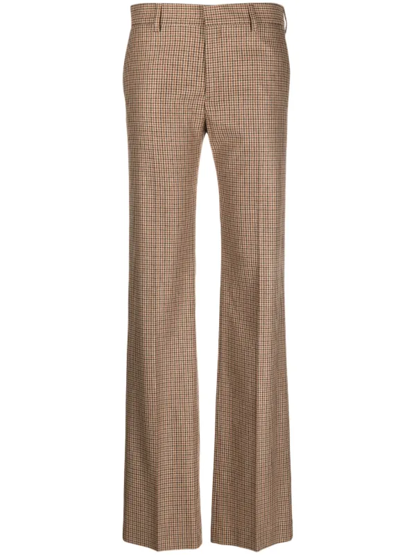 Ladies wide outlet leg check trousers