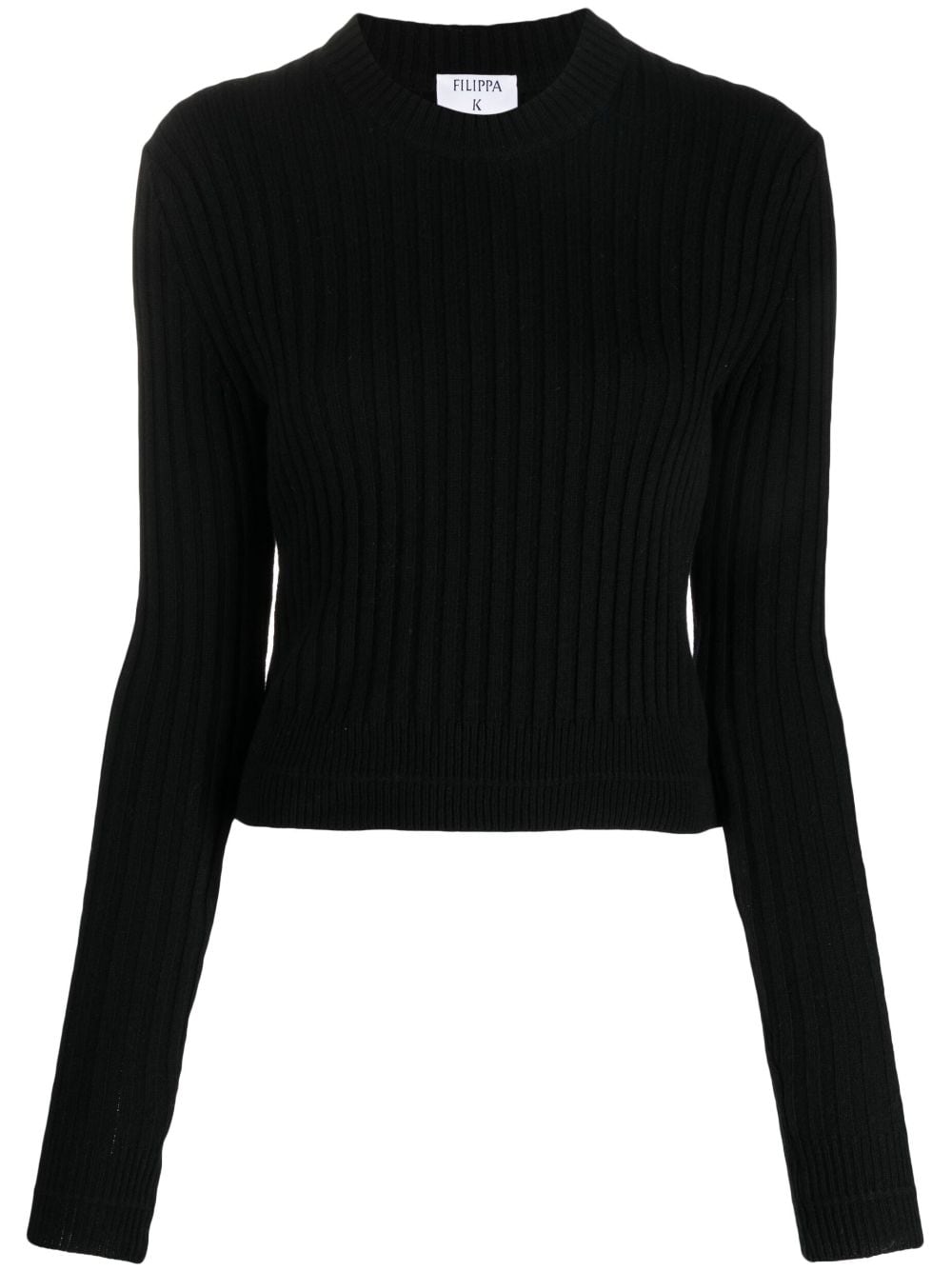 Filippa K Crew-neck Ribbed Wool Sweatshirt In Black