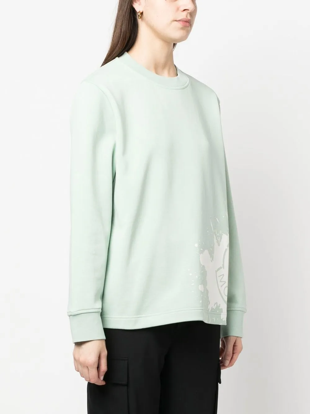 Moncler Logo-print Knitted Sweatshirt In Green