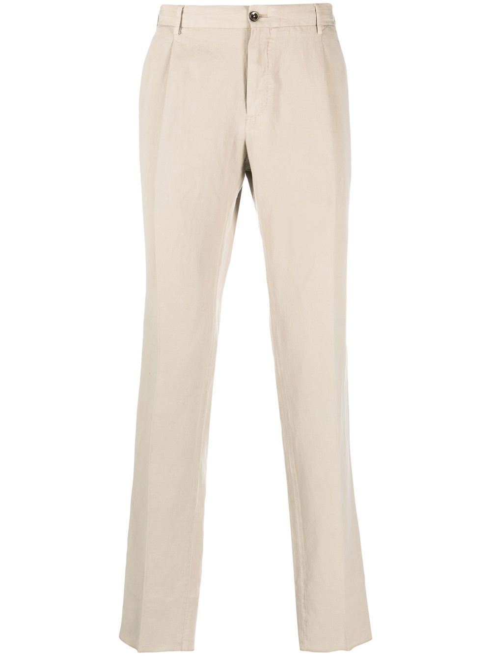 pressed-crease straight trousers