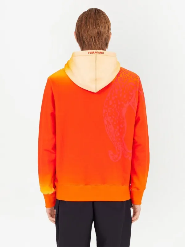 【送料&関税込】Ferragamo Red\\/black Hoodie Ferragamo sunset-print Cotton Hoodie | Red | FARFETCH