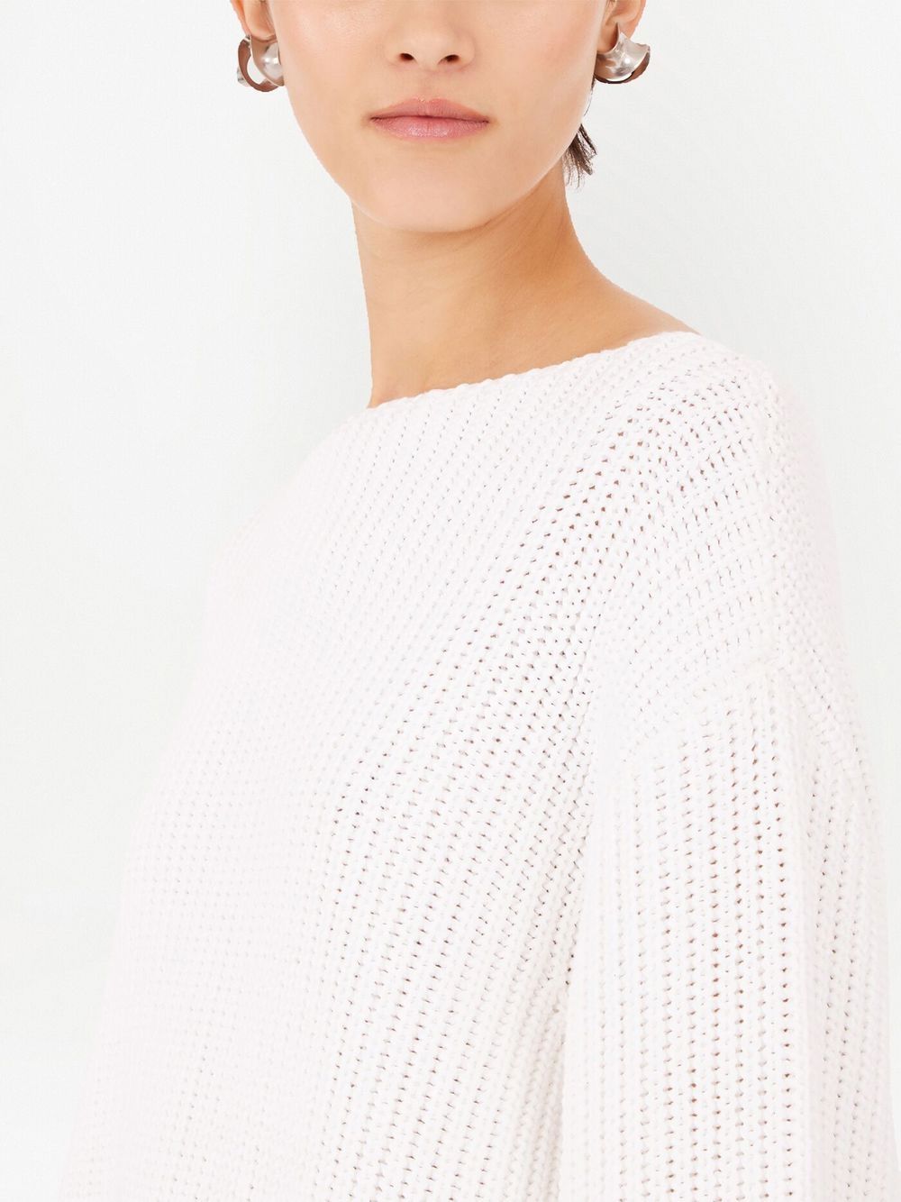 Shop Ferragamo Side-slit Ribbed-knit Jumper In White