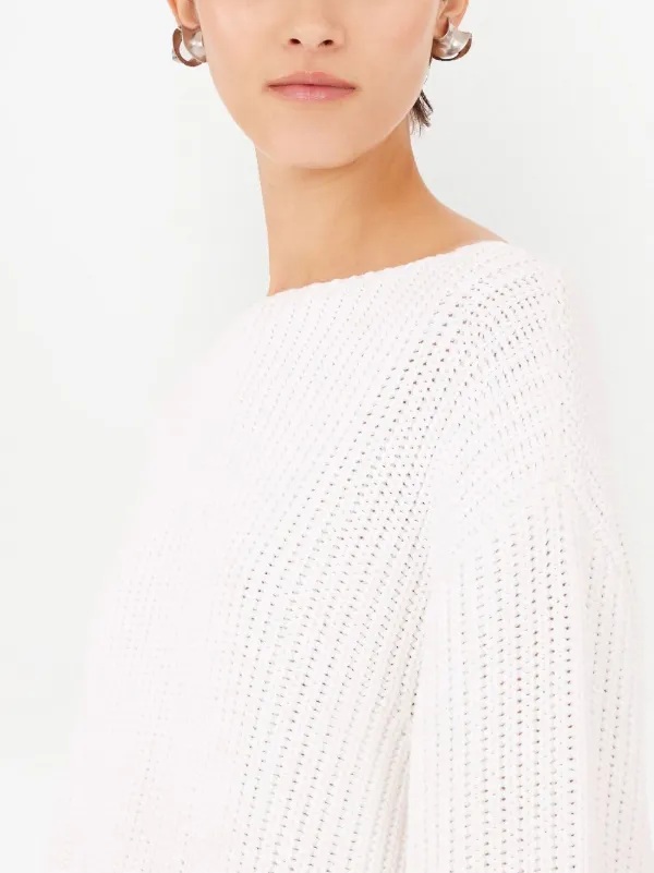 Ferragamo side-slit ribbed-knit Jumper | White | FARFETCH