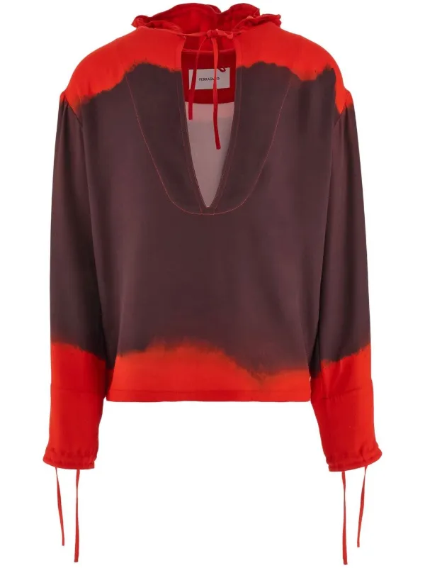 Ferragamo Gradient-effect Hooded Kaftan in Red