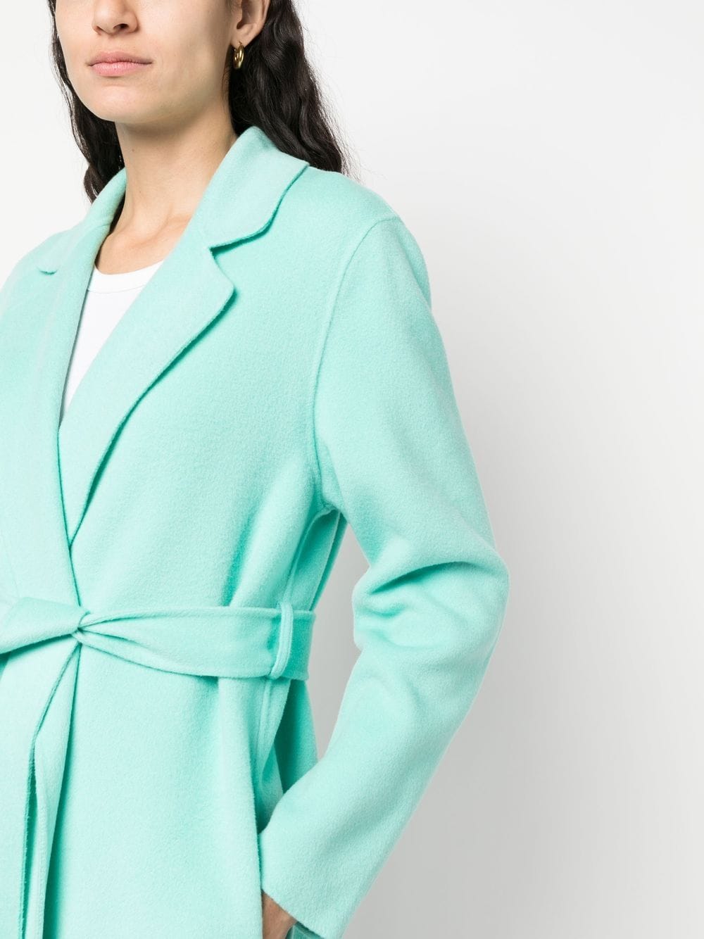 Shop P.a.r.o.s.h Belted Wrap Coat In Green