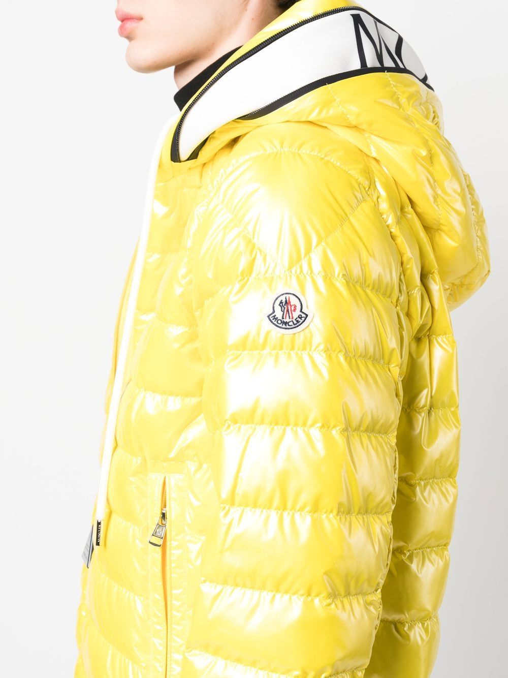 Shop Moncler Logo-print Padded Jacket In Gelb
