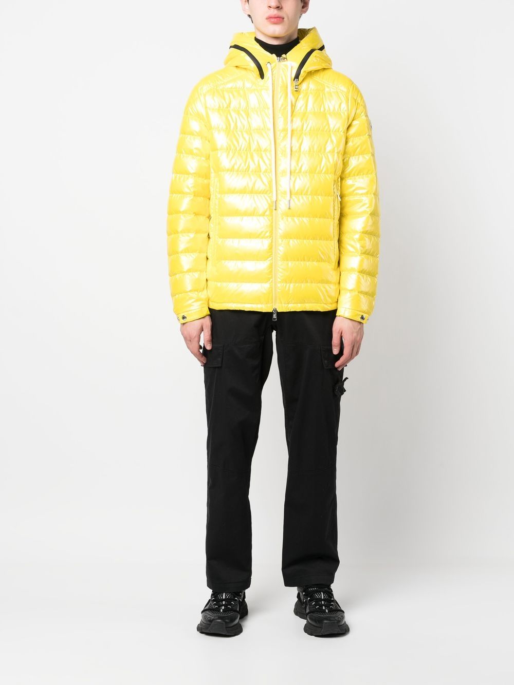 Shop Moncler Logo-print Padded Jacket In Gelb