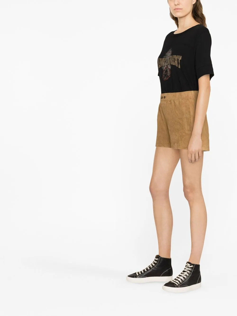 Shop Zadig & Voltaire Paxi Suede Shorts In Braun