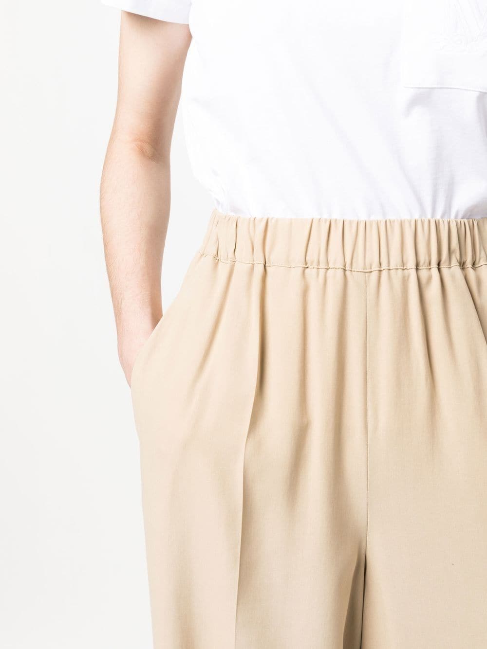 Shop Max Mara Pressed-crease Wide-leg Silk Trousers In Neutrals