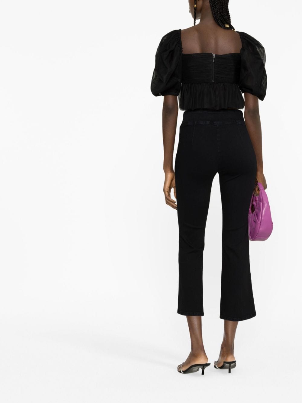 Shop Frame Flared Denim Trousers In Schwarz