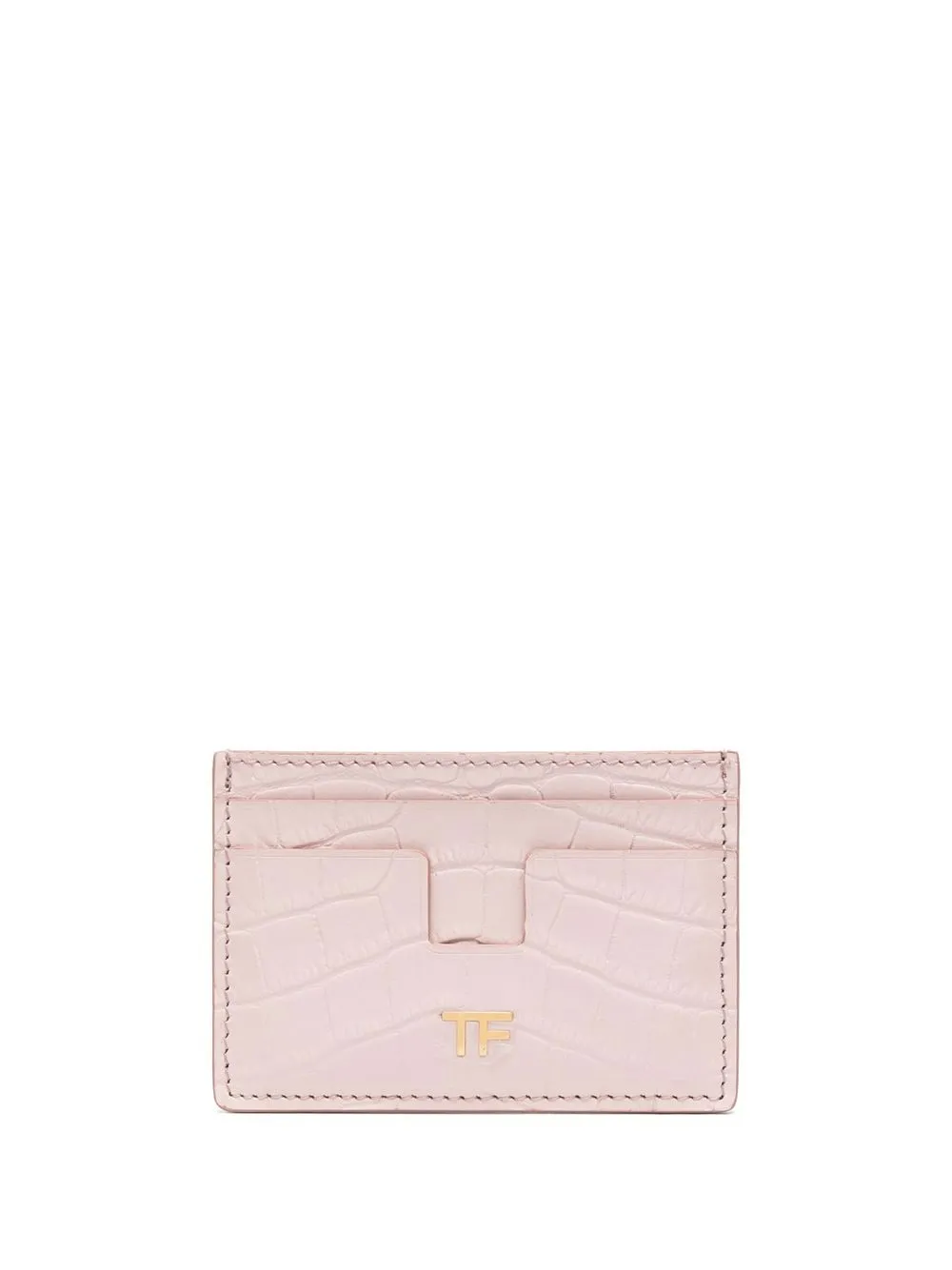 

TOM FORD embossed-croc logo-plaque cardholder - Pink