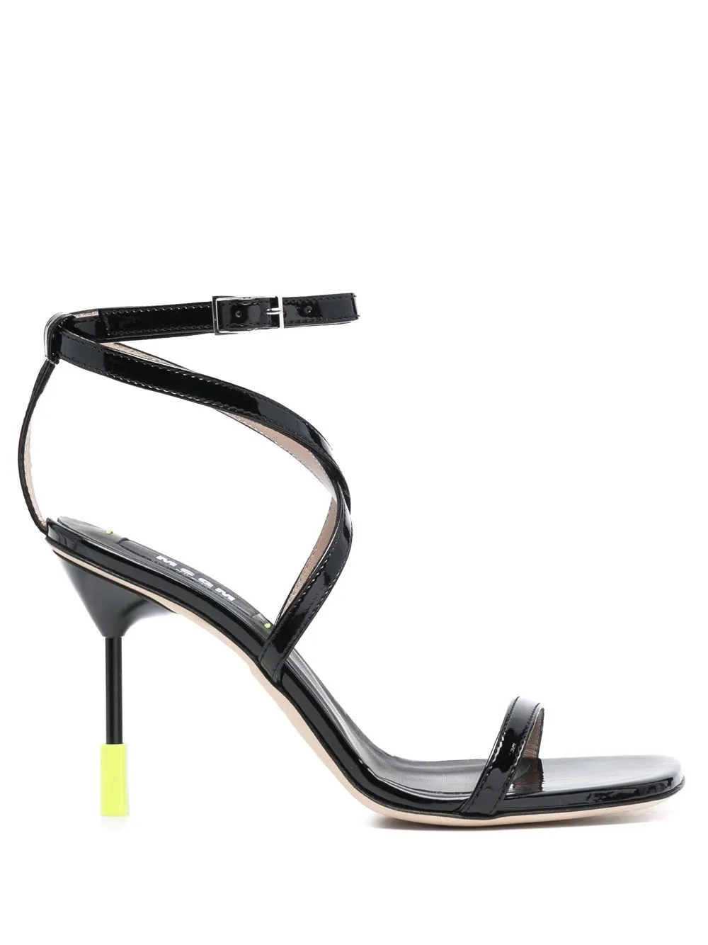 Msgm 90mm Crossover-straps Leather Sandals In Black