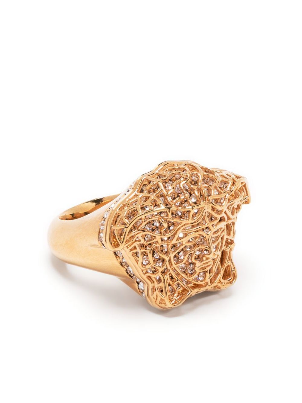 

Versace crystal embellished medusa ring - Gold