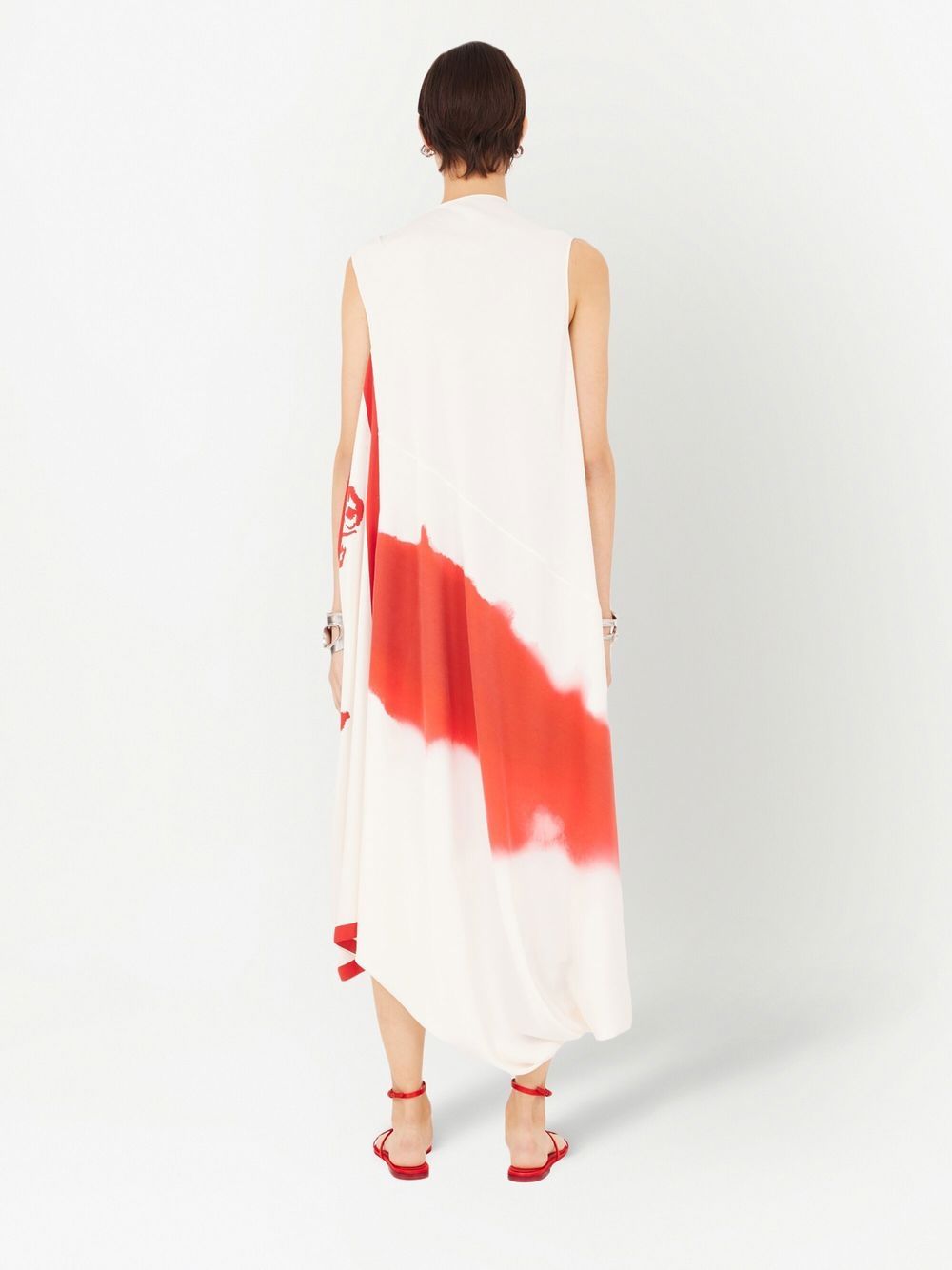 Shop Ferragamo Printed Draped Midi Dress In White