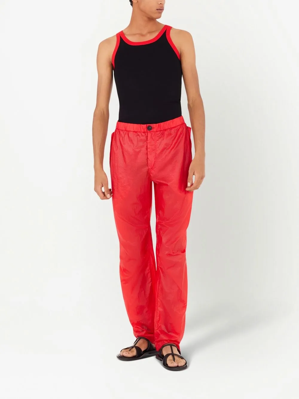 Shop Ferragamo Four-pocket Straight Trousers In Red