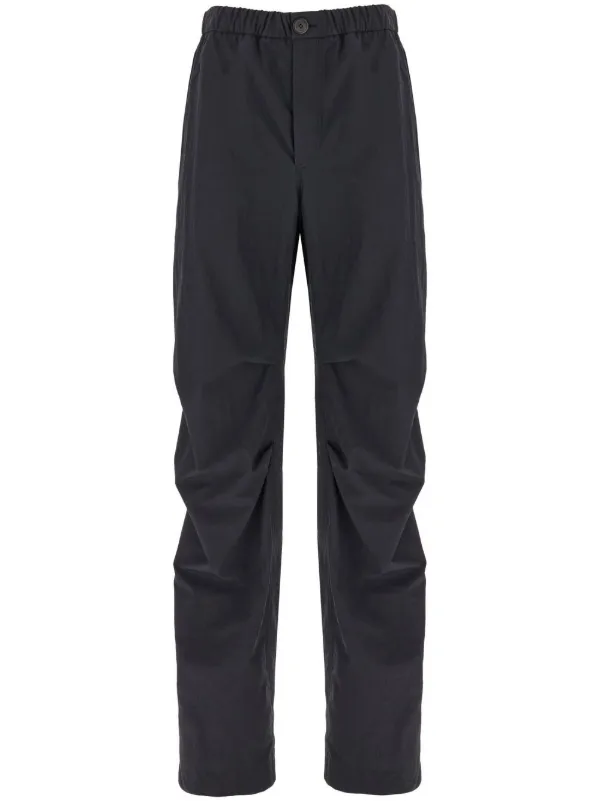Ferragamo Logo-plaque Straight-leg Trousers in Black