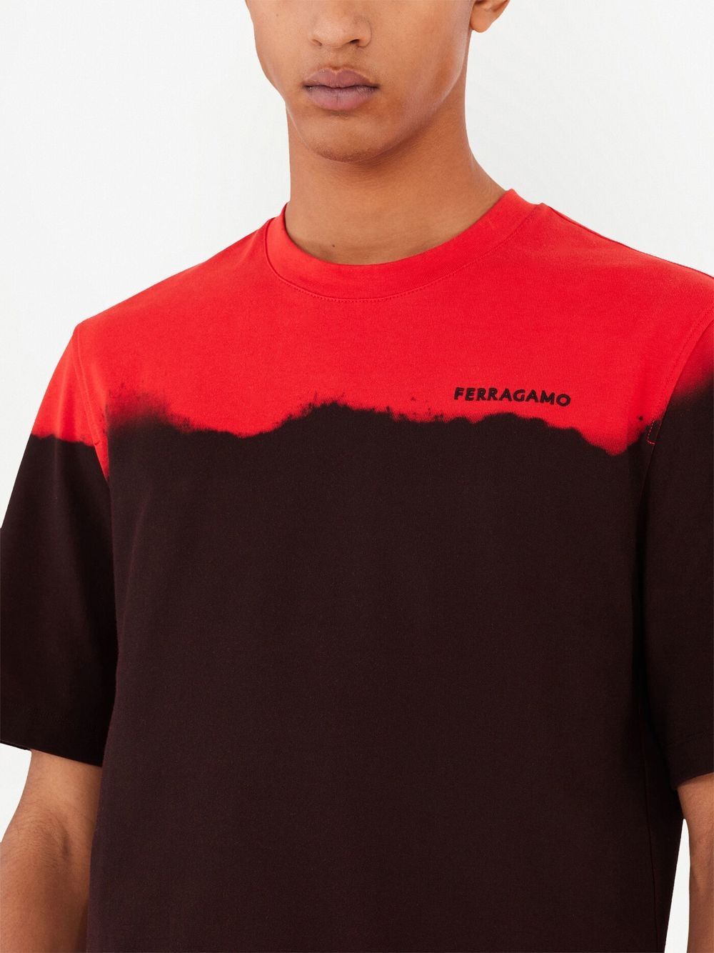 Shop Ferragamo Colour-block Cotton T-shirt In Red