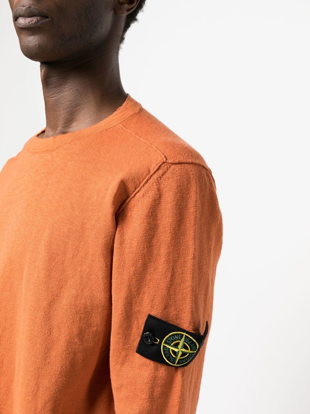 Shop Stone Island Logo-patch Sweater In Orange
