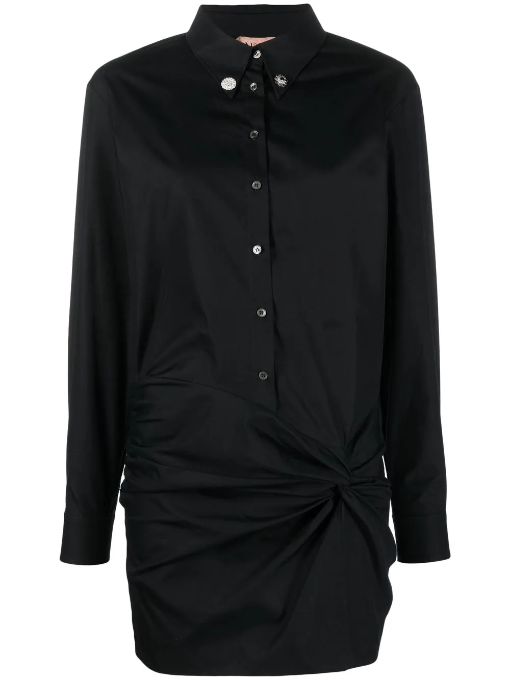 

Nº21 gathered-detail mini shirt dress - Black