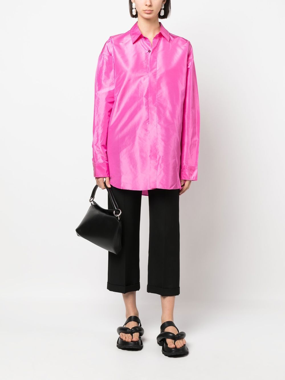 Shop Sofie D'hoore Bendigo High-low Silk Shirt In 粉色