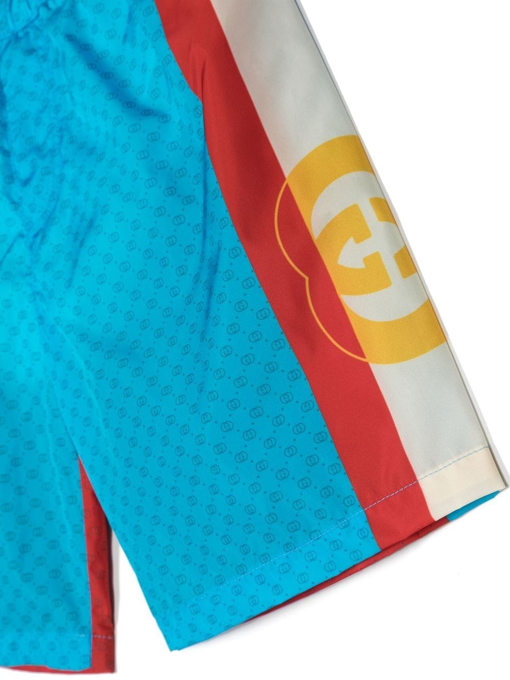 Shop Gucci Monogram Panelled Swim Shorts In Blue