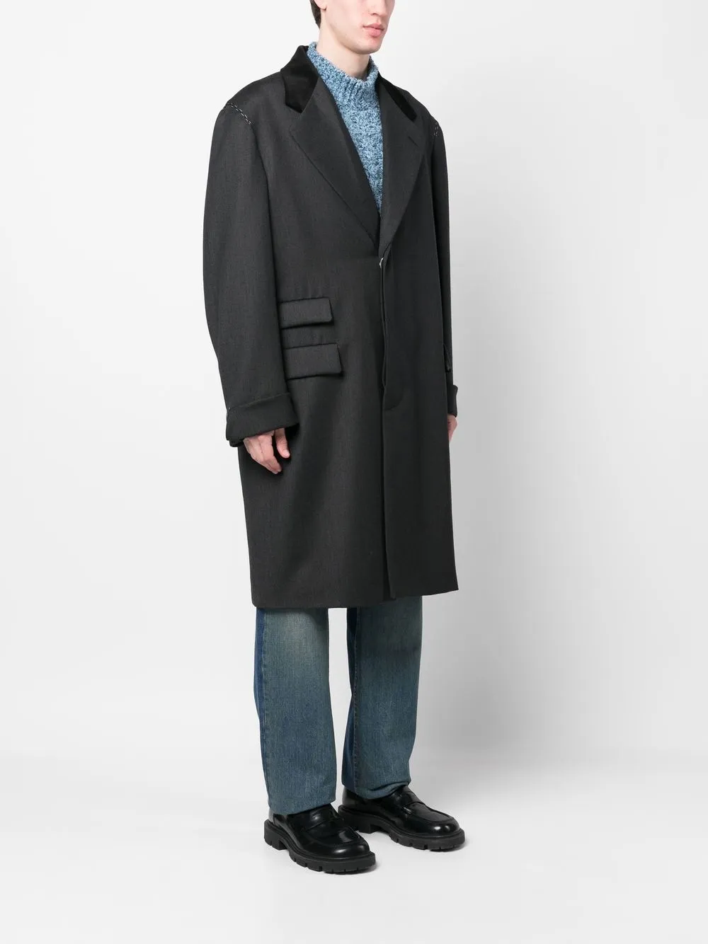 Shop Maison Margiela Work-in-progress Wool Coat In 灰色