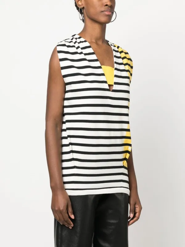Balenciaga Pre-Owned 2012 V-neck Striped Top | White | FARFETCH RO