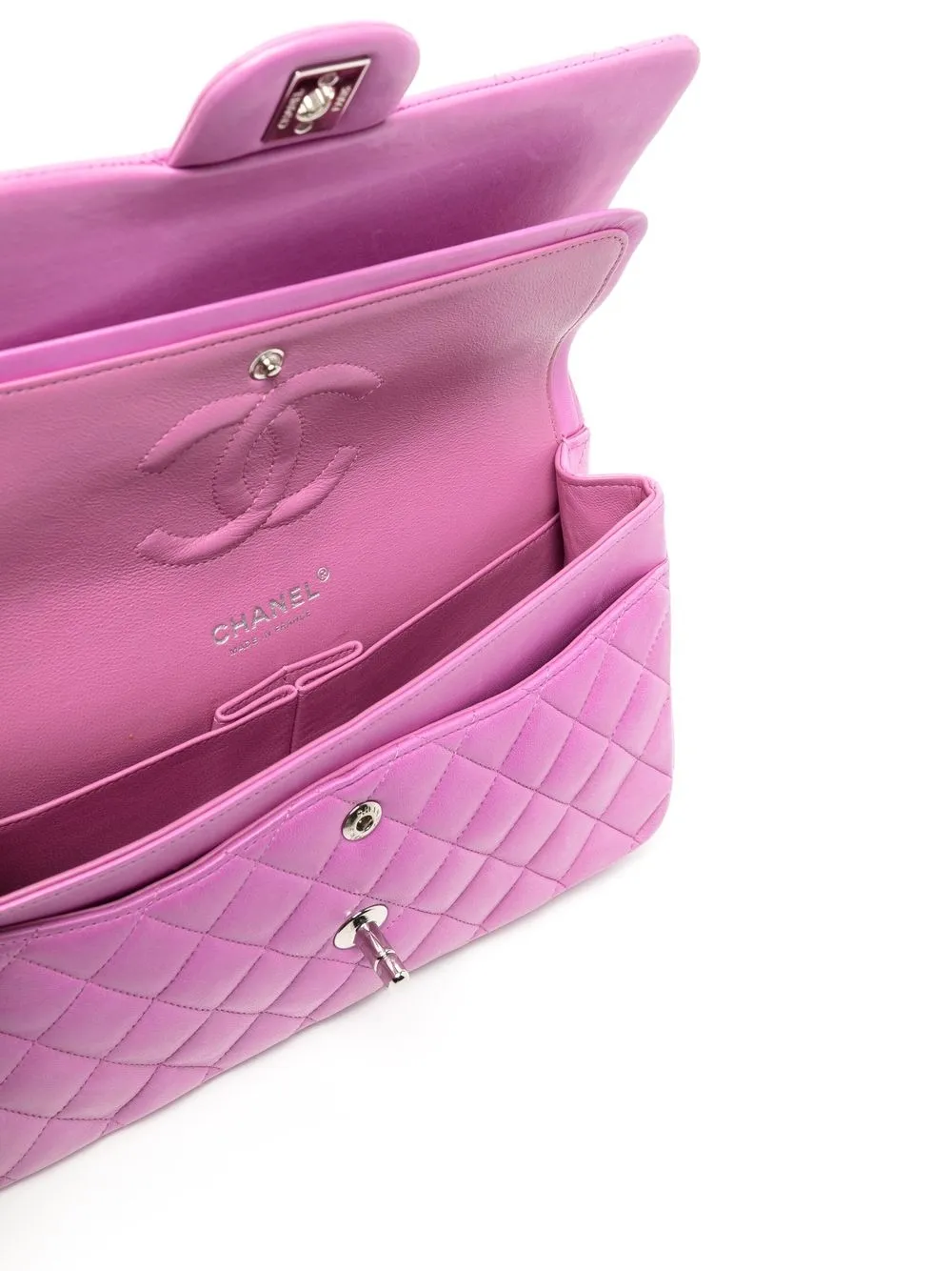 Preowned Chanel Medium Double Flap Shoulder Bag In Purple ModeSens