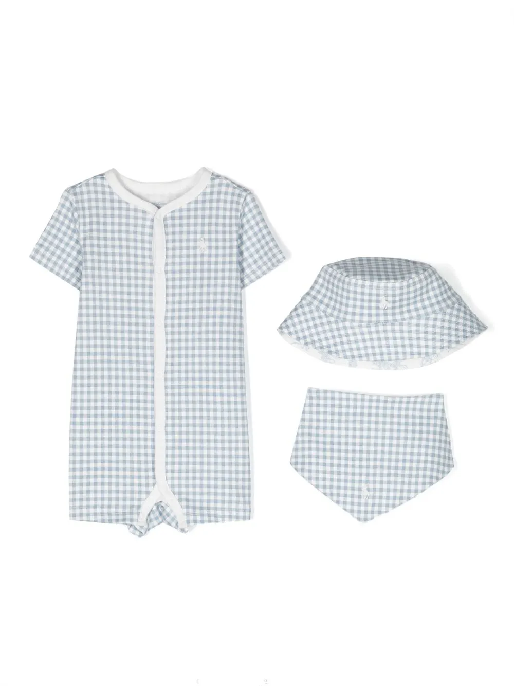 

Ralph Lauren Kids gingham-pattern three-piece set - Blue