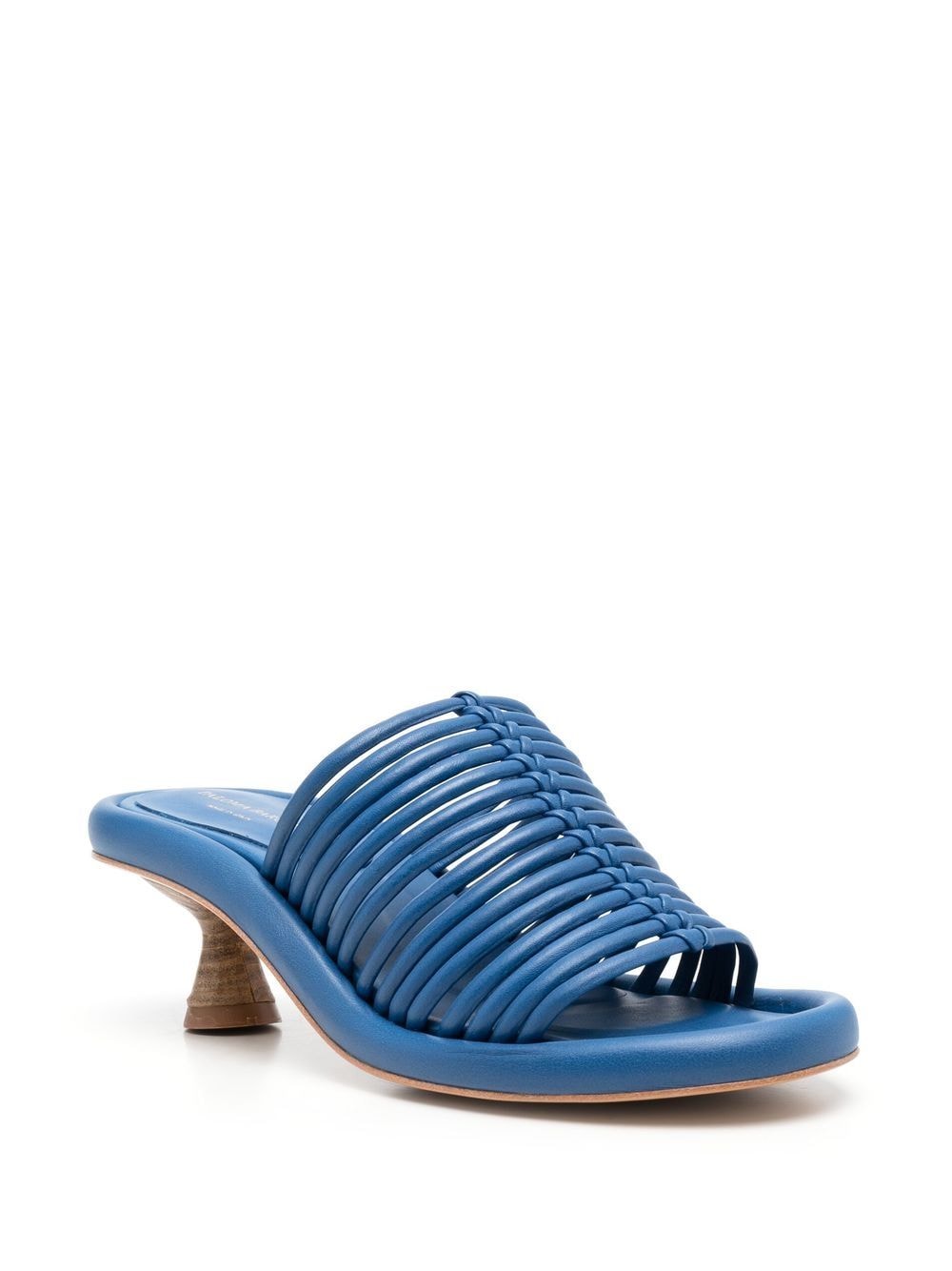 Shop Paloma Barceló Cone-heel Leather Mules In 蓝色