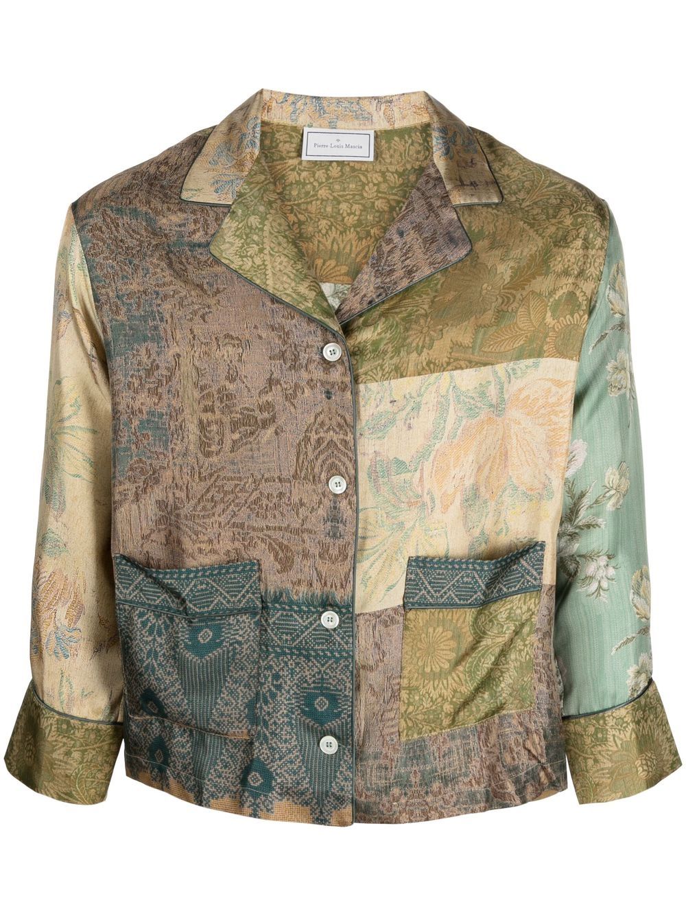 

Pierre-Louis Mascia jacquard cropped silk shirt - Green