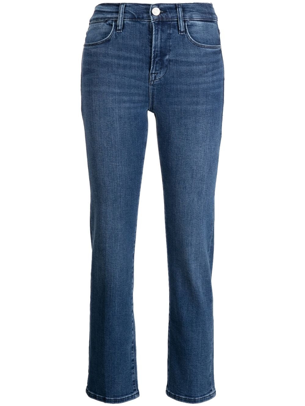 Frame High-rise Straight-leg Jeans In Blue