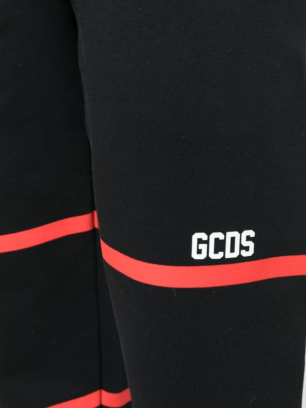 Shop Gcds Striped Cotton Track Pants In 黑色