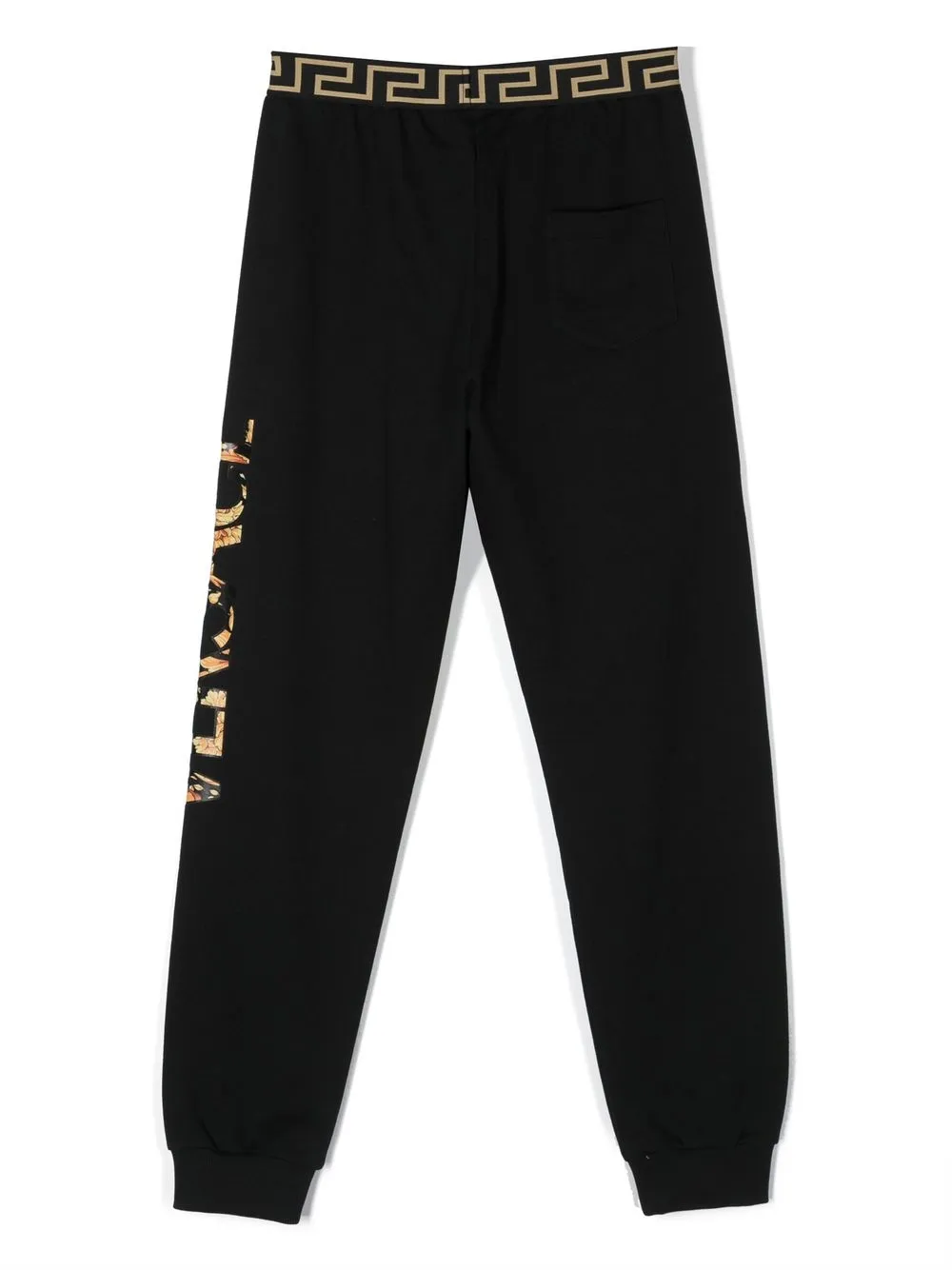 Versace Kids Broek met Greca-logoband - Zwart