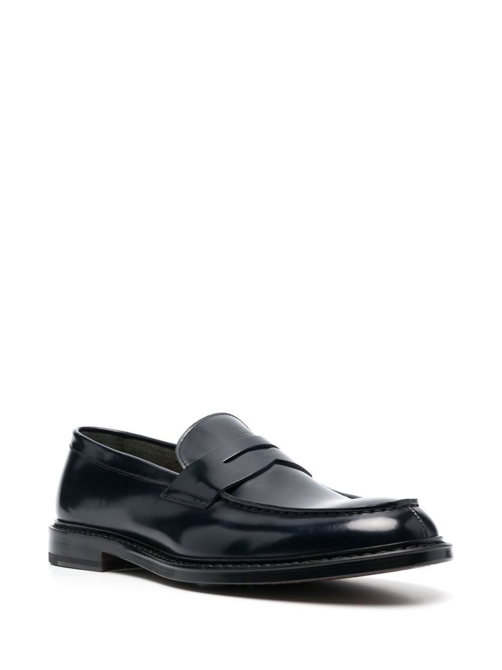 Shop Doucal's Almond-toe Leather Loafers In 黑色