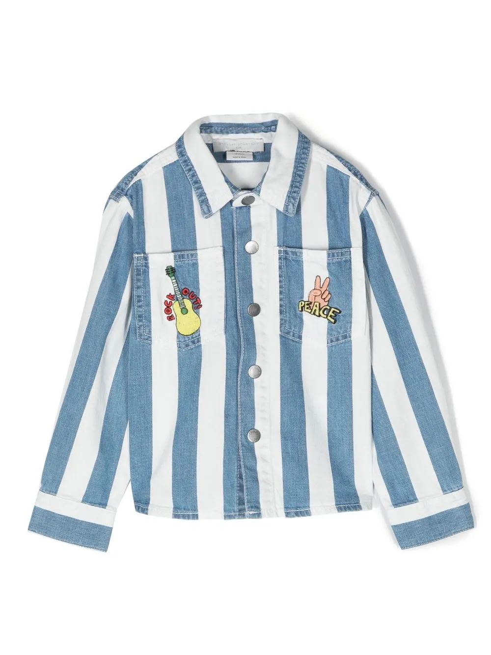 

Stella McCartney Kids camisa manga larga con motivo de rayas - Azul