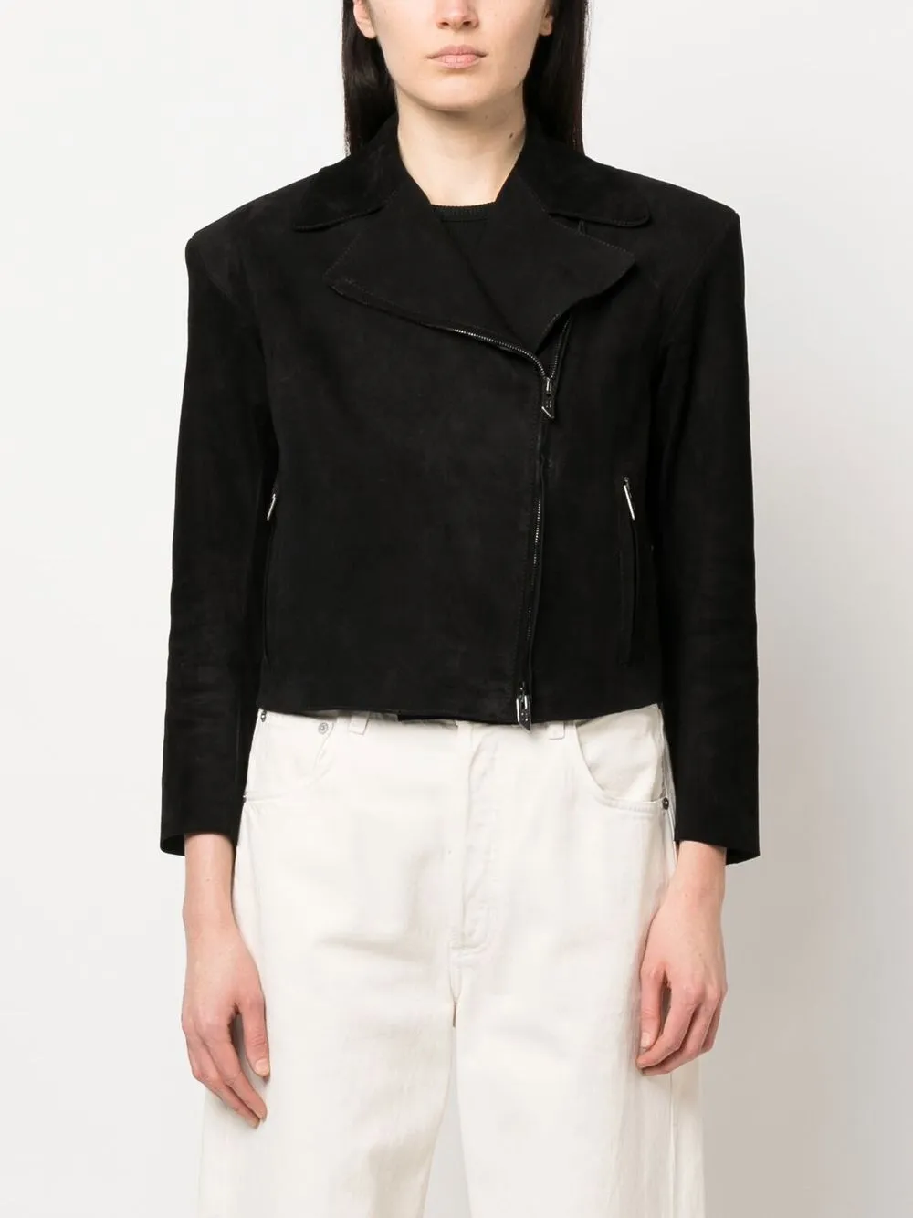 Black suede outlet crop jacket