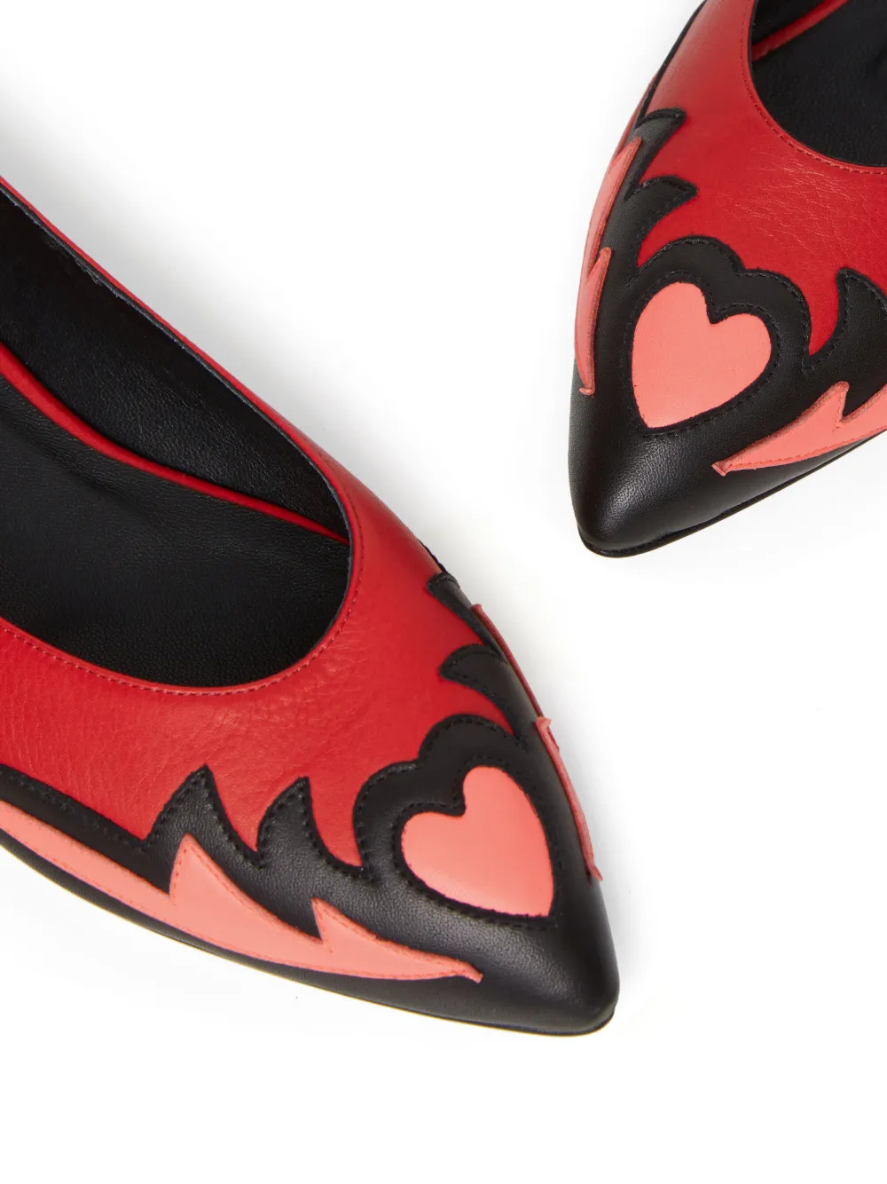Molly Goddard Miro Leather Ballerina Shoes In Red