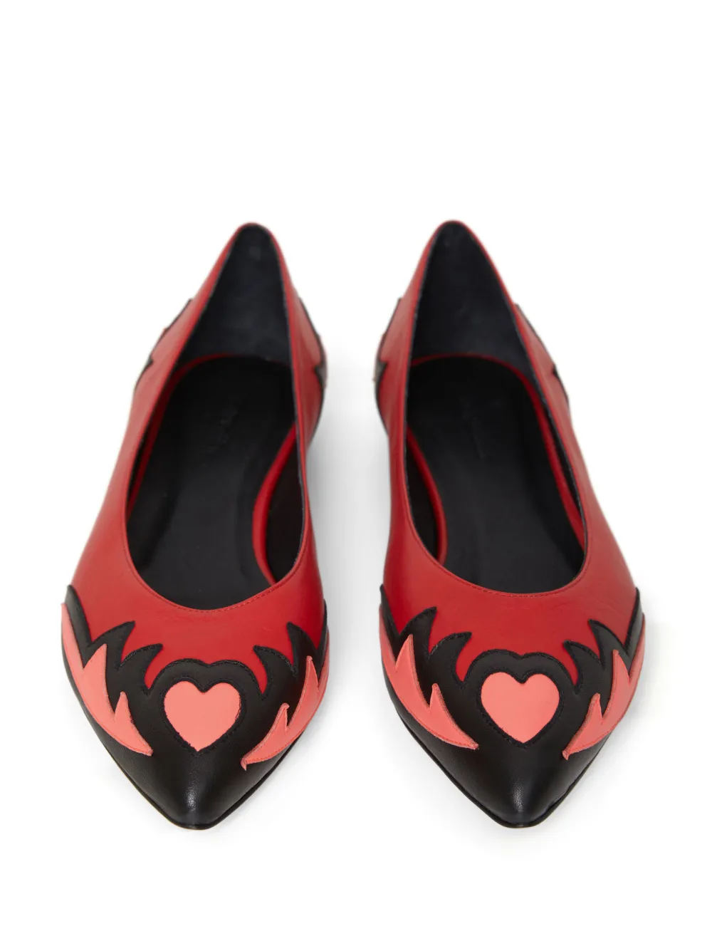 Molly Goddard Miro Leather Ballerina Shoes In Red