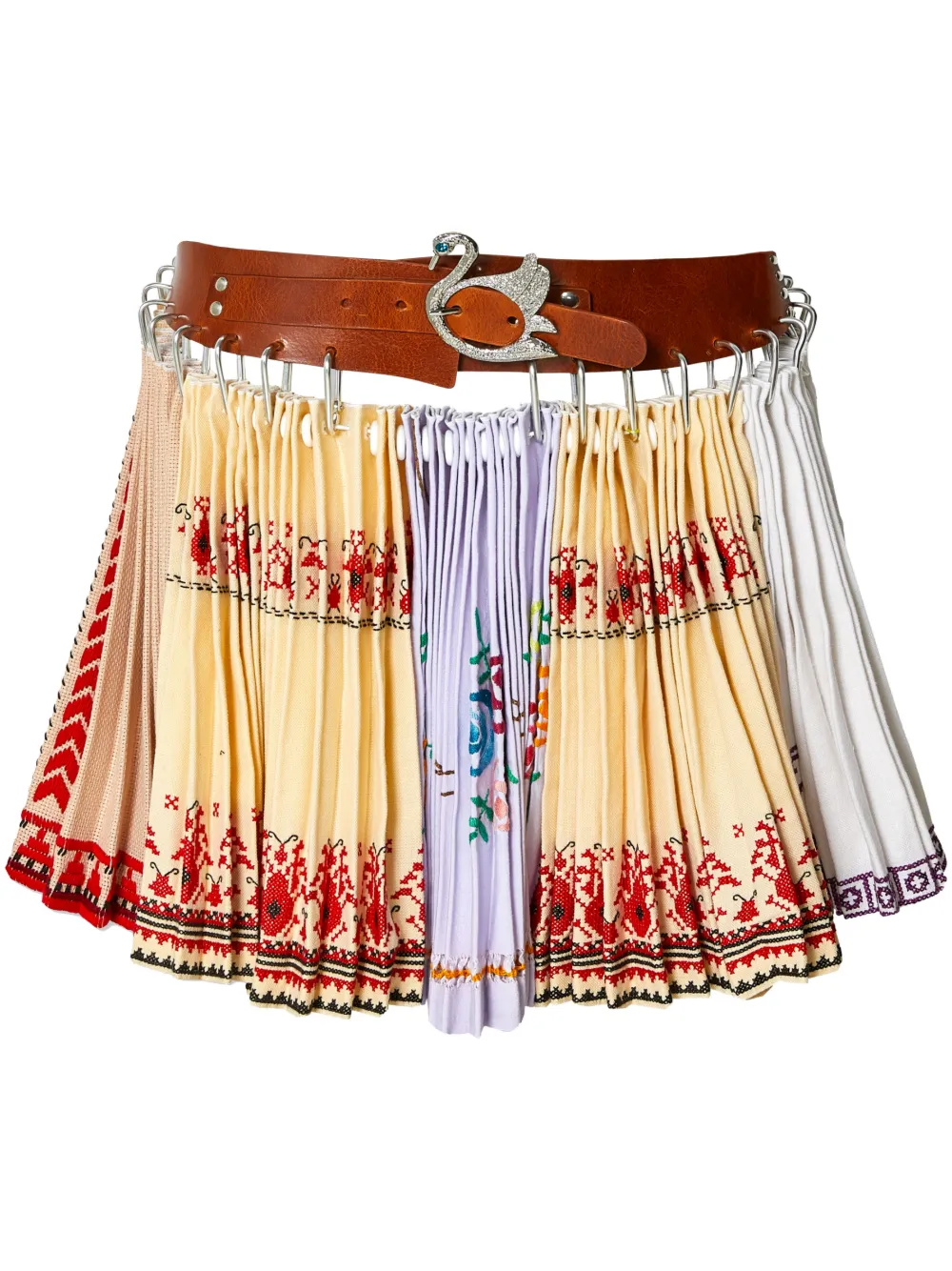 Chopova Lowena Kare Carabiner Pleated Miniskirt In Yellow