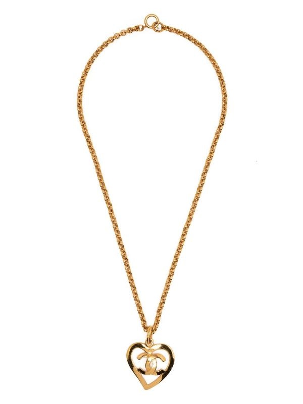 CHANEL Pre-Owned 1995 CC Heart Pendant Necklace - Farfetch