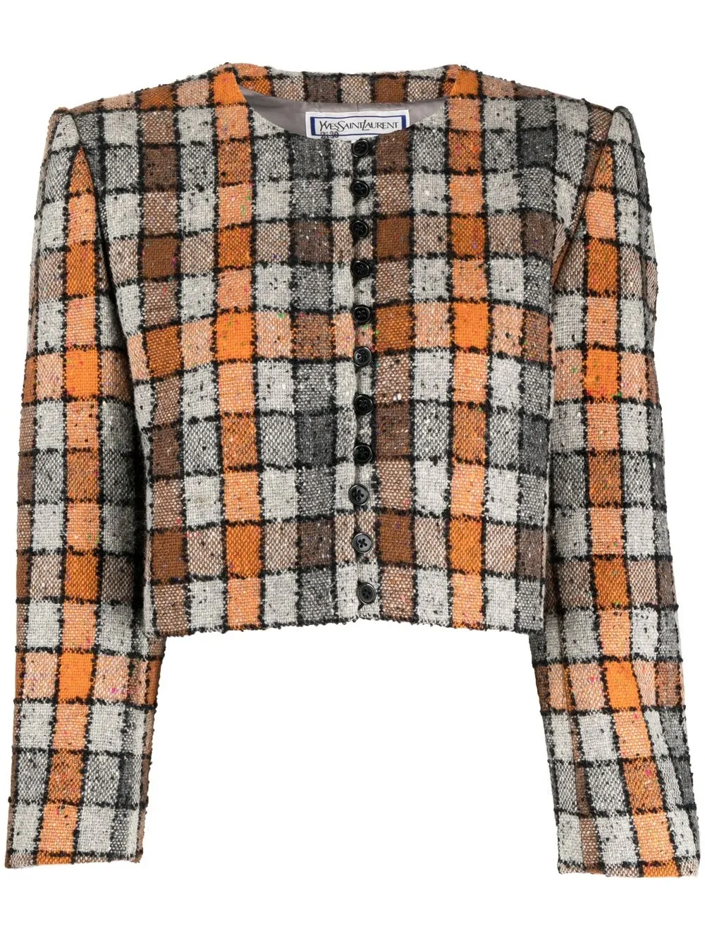 

Yves Saint Laurent Pre-Owned 1990-2000s check-pattern cropped jacket - Orange