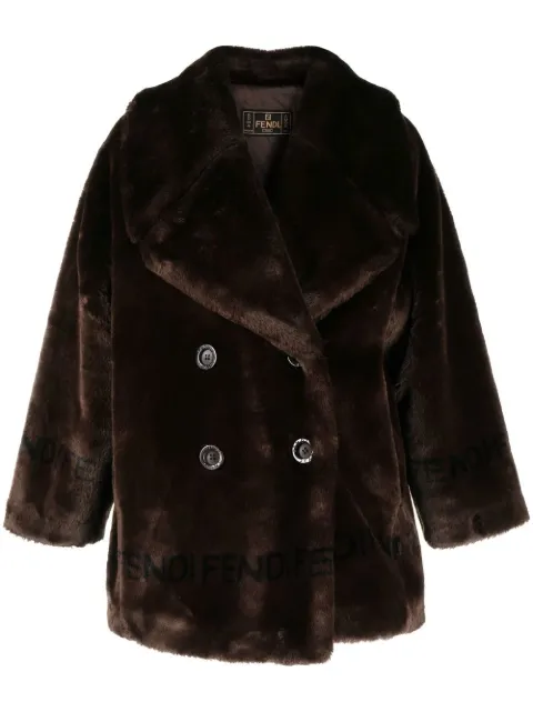 Fendi Pre-Owned 1990-2000s faux-fur double-breasted coat