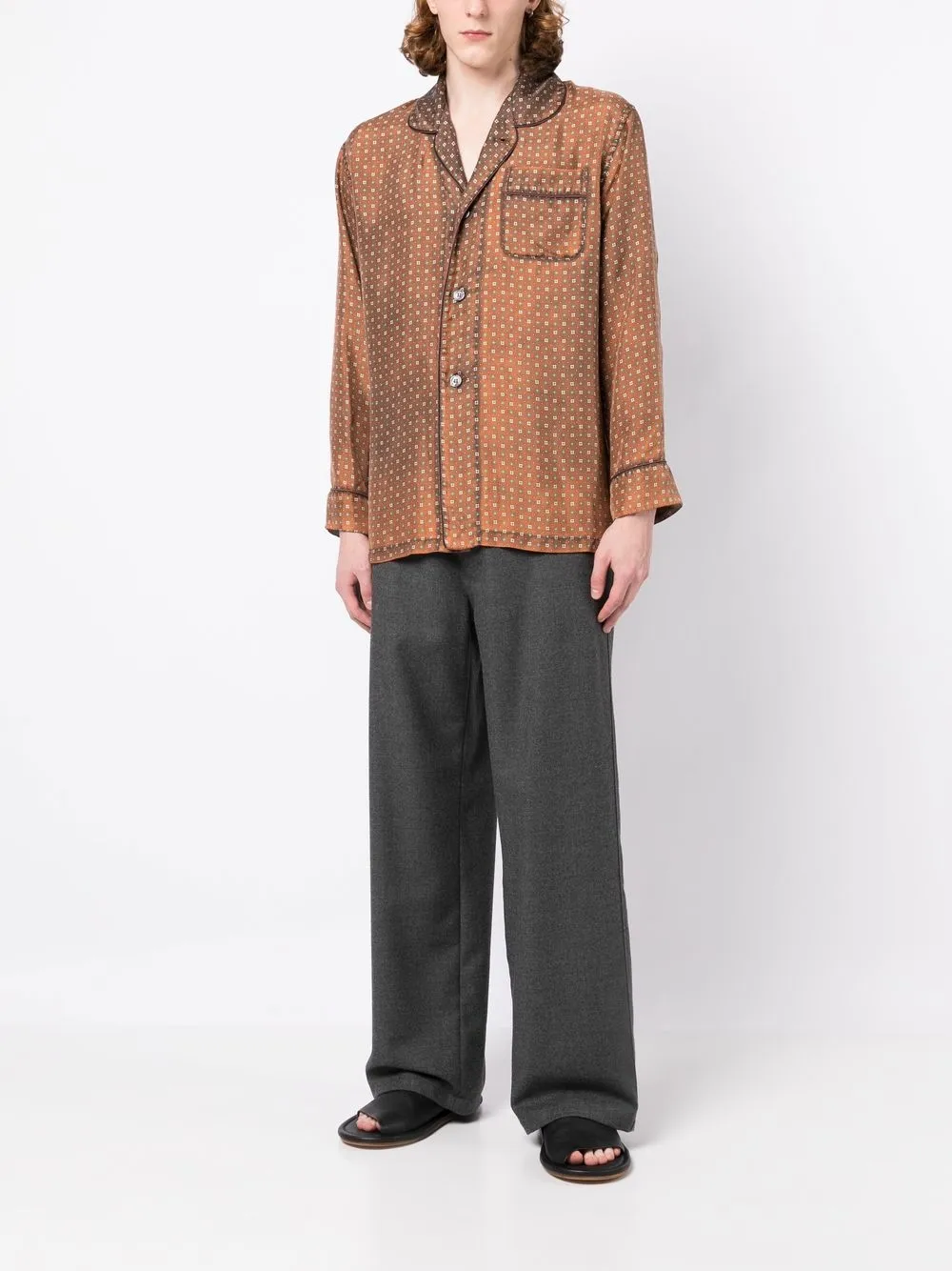 Maison Margiela Overhemd met geometrische print - Bruin