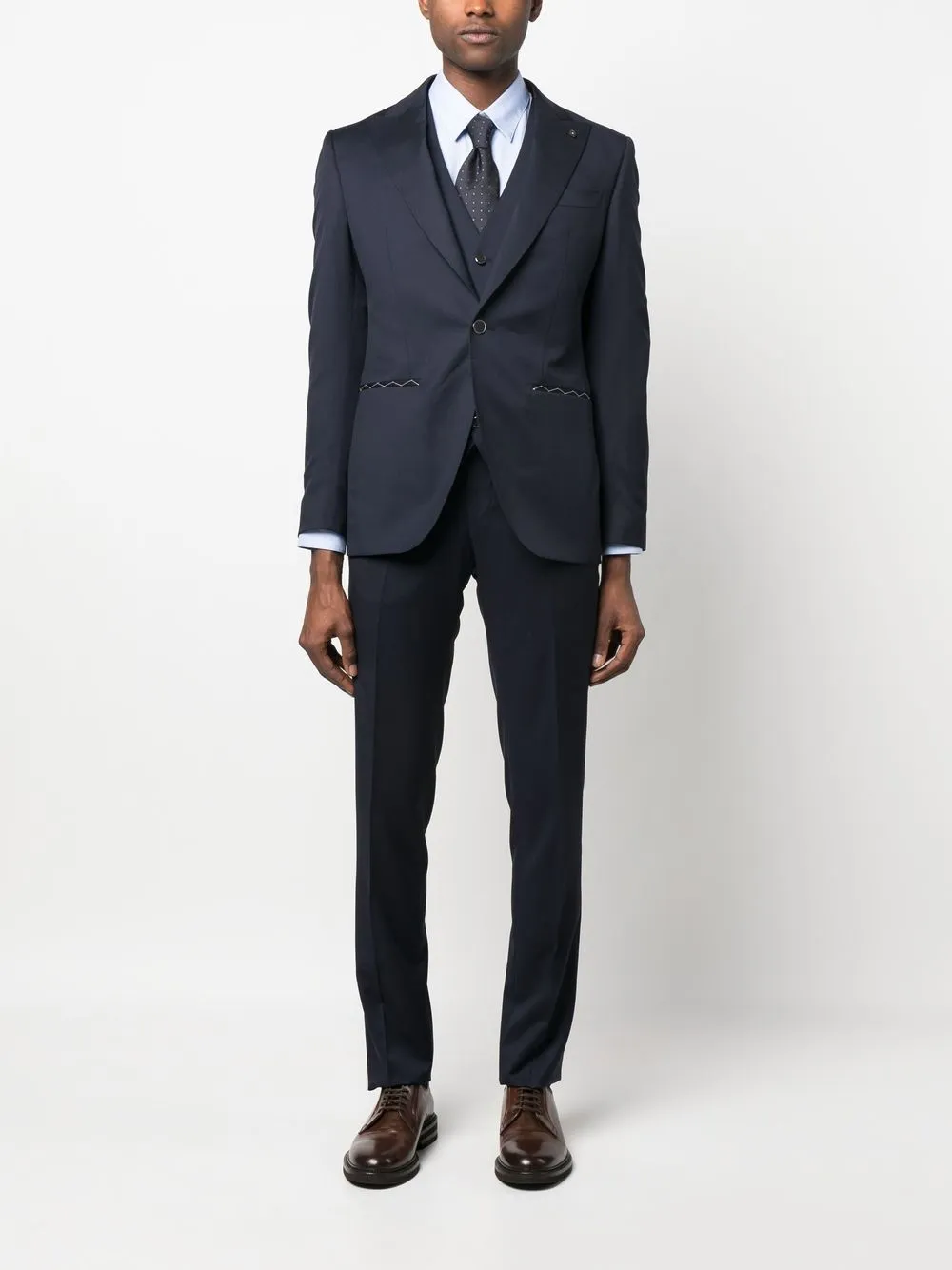 Shop Luigi Bianchi Mantova Single-breasted Button Three-piece Suit In Blue