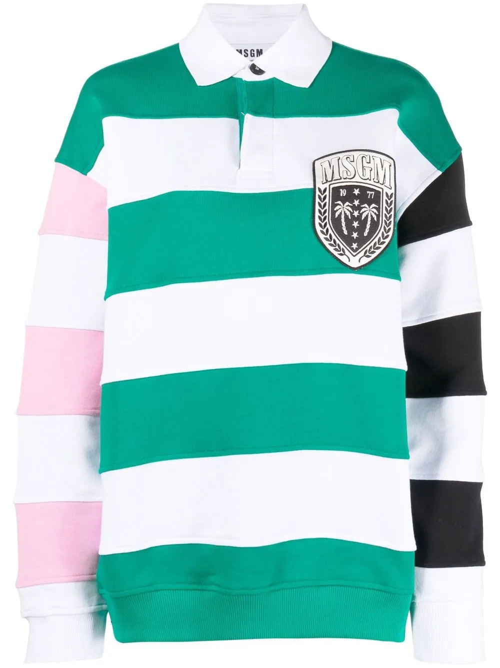 

MSGM long sleeve striped polo shirt - White